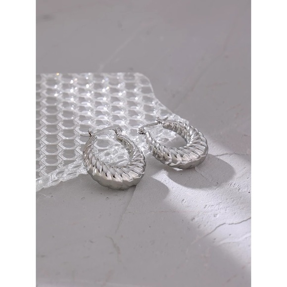Jewelry - White Stainless Steel Hoop Earrings For women